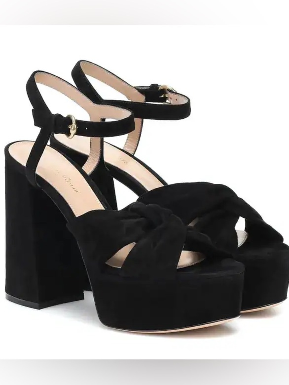 Gianvito Rossi Donna Suede Black  Platform Heel
